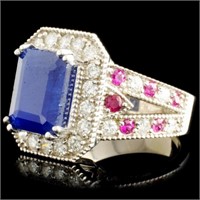 5.18ct Sapphire & 0.84ctw Diamond Ring - 14K Gold