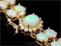 14k Gold Bracelet 14.00ct Opal & .50ct Diamond