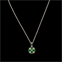 1.50ct Emerald & 0.20ct Diam Pendant in 14K Gold
