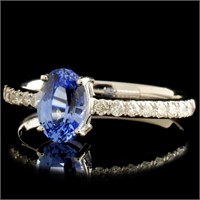 14K Gold Sapphire & Diam Ring - 1.12ct & 0.21ctw