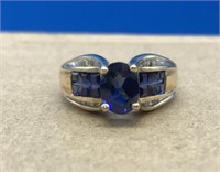 Vintage 10K Gold Sapphire & Diamond Ring