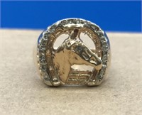 Men’s Beautiful 10K Gold Diamond Horse Head Ring