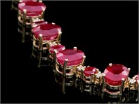 54.00ct Ruby & 2.00ct Diam Necklace in 14k Gold