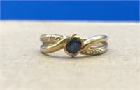 Small 18K Gold Sapphire & Diamond Accent Ring