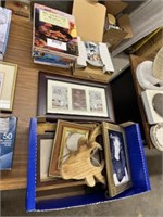 Cookbooks, collectable dish, photo frames