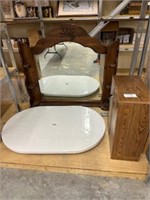 Patio table, with vintage top mirror mount/cupboad