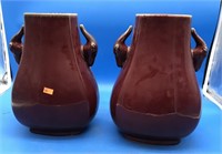 Pair of Large Red-Brown Matching Vases