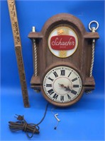 Working Vintage Schaefer Beer Electric Clock in