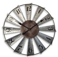 24inch Windmill Distressed Metal Wall Clock