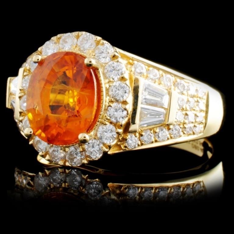 18K Gold Sapphire 2.54ct & Diamond Ring 1.15ct