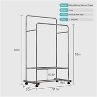 UNTYO, CLOTHING RACK WITH WHEELS, COLOUR: SILVER