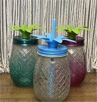 3 Summer Drink Cups - Pineapples