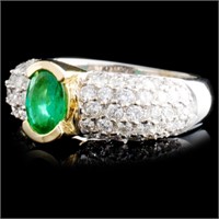 14K Gold Ring w/ 1ct Emerald & 1.88ct Diamond