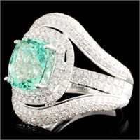 3.87ct Emerald & 2.13ctw Diam Ring in 18K Gold