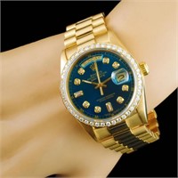 36mm Rolex Day-Date Watch w/ Diamonds in 18K YG
