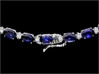 30ct Sapphire & 1ct Diam Necklace in 14k Gold