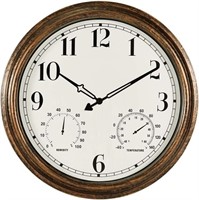 16-Inch Indoor/Outdoor Clock with Thermometer and