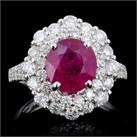 18K Gold Ring with 3.23ct Ruby & 1.51ct Diamond