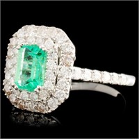 0.70ct Emerald & 0.86ctw Diamond Ring, 18K Gold