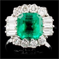 18K Gold Ring with 2.80ct Emerald & 1.00ctw Diam