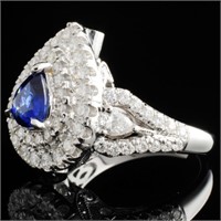 1.43ct Diamond & 1.10ct Sapphire Ring, 18K Gold