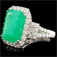 18K Gold Ring with 9.12ct Emerald & 1.75ctw Diam