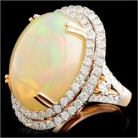 15.38ct Opal & 1.91ctw Diam Ring in 14K Gold