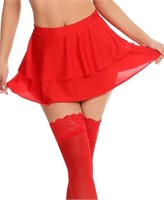Women Pleated Skirt-Red, M