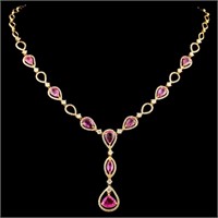 18K Gold Necklace 6.54ct Sapphire & 2.39ctw Diam
