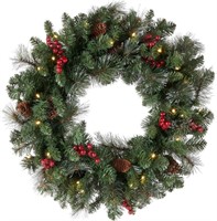 Pre-Lit Artificial Christmas Wreath  Green  Crestw