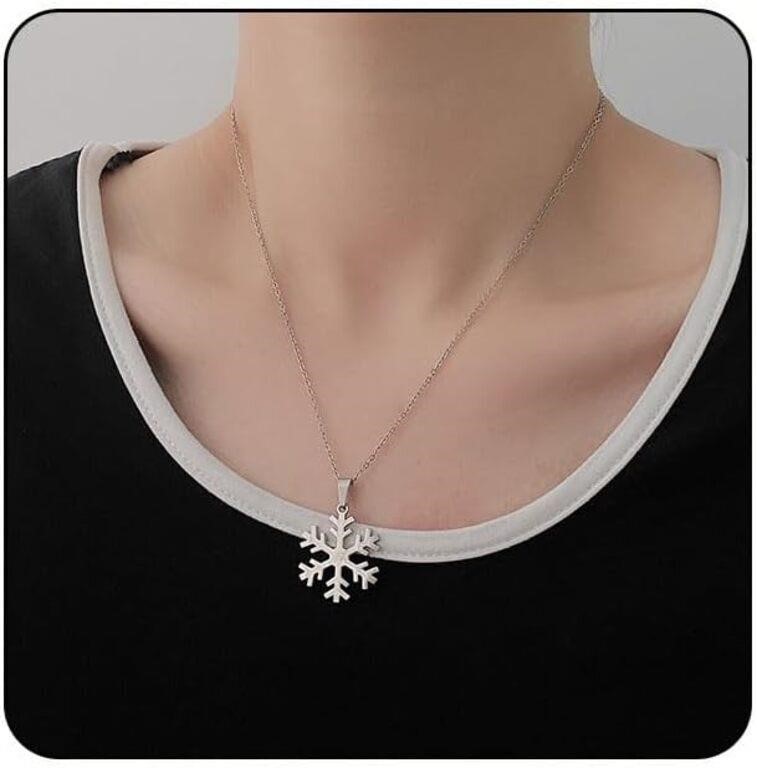 Snowflake Necklace & Earrings Set  Stainless Steel