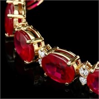 40ct Ruby & 1.50ct Diamond Bracelet in 14k Gold
