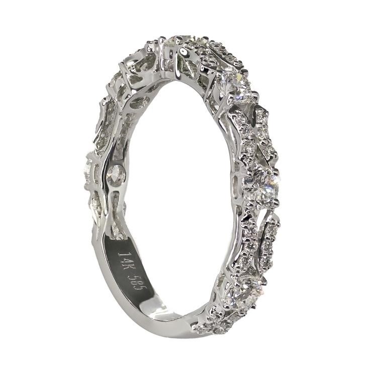 0.80ct Round Diamond Ring in 14k White Gold