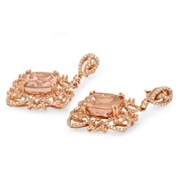 16ct Morganite & 1.45ct Diam Earrings in 14K Gold