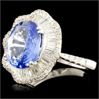3.81ct Sapphire & 1.18ctw Diamond Ring in 18K Gold