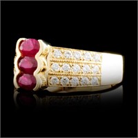 1.35ct Ruby & 0.54ctw Diamond Ring in 14K Gold