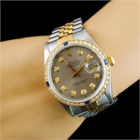 36mm DateJust Rolex Watch, YG/SS with Diamonds