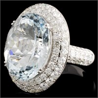 11.59ct Aquamarine & 2.87ct Dia Ring, 14K Gold