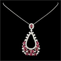 5.95ct Ruby & 1.66ctw Diamond Pendant in 18K Gold