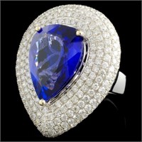 12.77ct Tanzanite & 3.79ctw Diam Ring in 18K Gold