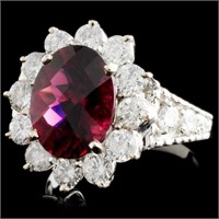 14K Gold Ring: 3.22ct Tourmaline, 1.7ctw Diam