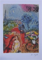 Marc CHAGALL : The lovers and the Eiffel Tower