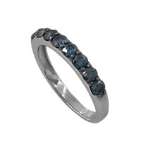 Blue Diamond Ring in 14k White Gold
