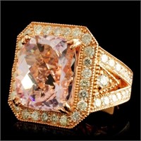 11ct Kunzite & 2ctw Diamond 14K Gold Ring