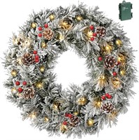 24 Christmas Wreath with Lights  Outdoor Decor for