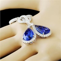 18K Gold Earrings 17.66ct Tanzanite & 2.62ctw Diam