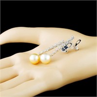 11.00MM Pearl & 0.76ctw Diam Earrings in 18K Gold