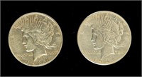 Coin (2) 1934-S Peace Dollars-VG