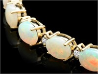 15ct Opal & 1ct Diamond Bracelet in 14k Gold