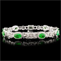 6.47ct Tsavorite & 2.35ctw Diam Bracelet 18K Gold